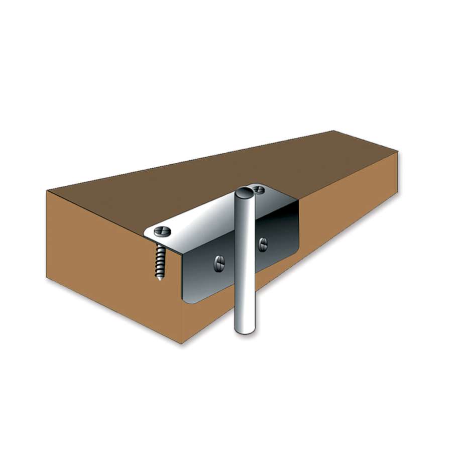 1/2 in. Deck Mount securely affixed to a wooden deck, ready to hold a garden spinner for outdoor decoration.