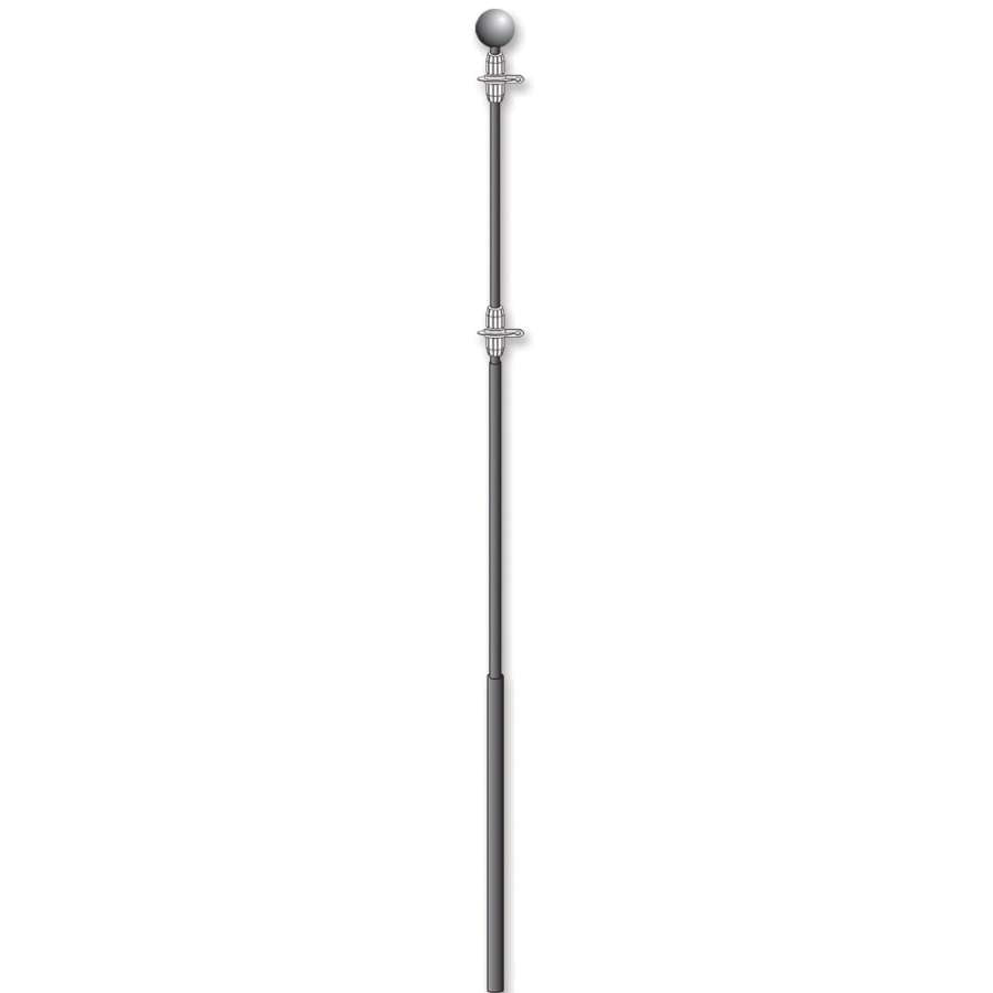 13 ft. Deluxe Flag Pole with chrome finial, displaying a vibrant flag gracefully rotating in the breeze, perfect for outdoor celebrations.