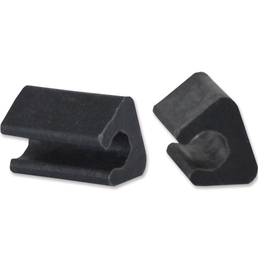 Two 16mm C-Clips designed for 6mm bike flag poles, shown in a bike accessory setup, highlighting their secure snap-on design.