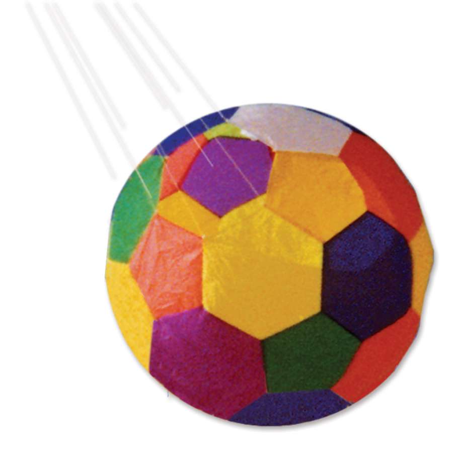 18 in. Rainbow Ball Spinner, a colorful garden decoration rotating in the breeze, showcasing bright rainbow colors in an outdoor setting.