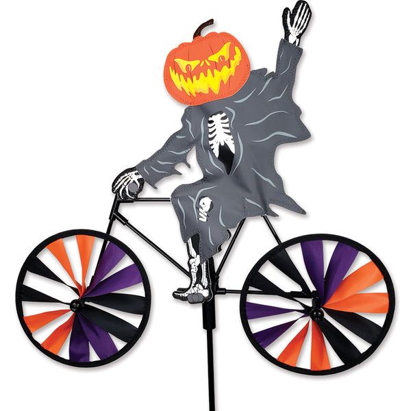 20 in. Bike Spinner - Pumpkin Head Ghost with spooky design, perfect for outdoor Halloween or Fall decor.