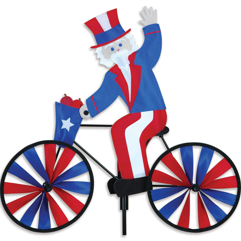20 in. Bike Spinner - Uncle Sam with patriotic design, perfect for outdoor decor and celebrating America.
