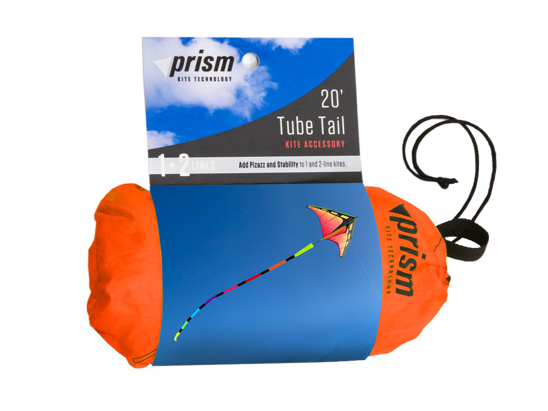 Spectrum tube tail with rainbow gradient, inflating airflow construction, and swivel clip attachment for vibrant, motion-filled kite flying.
