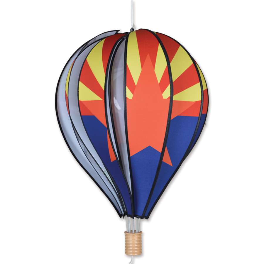 22-inch Hot Air Balloon - Arizona spinning in a garden setting, showcasing vibrant colors and detailed design for outdoor decor.