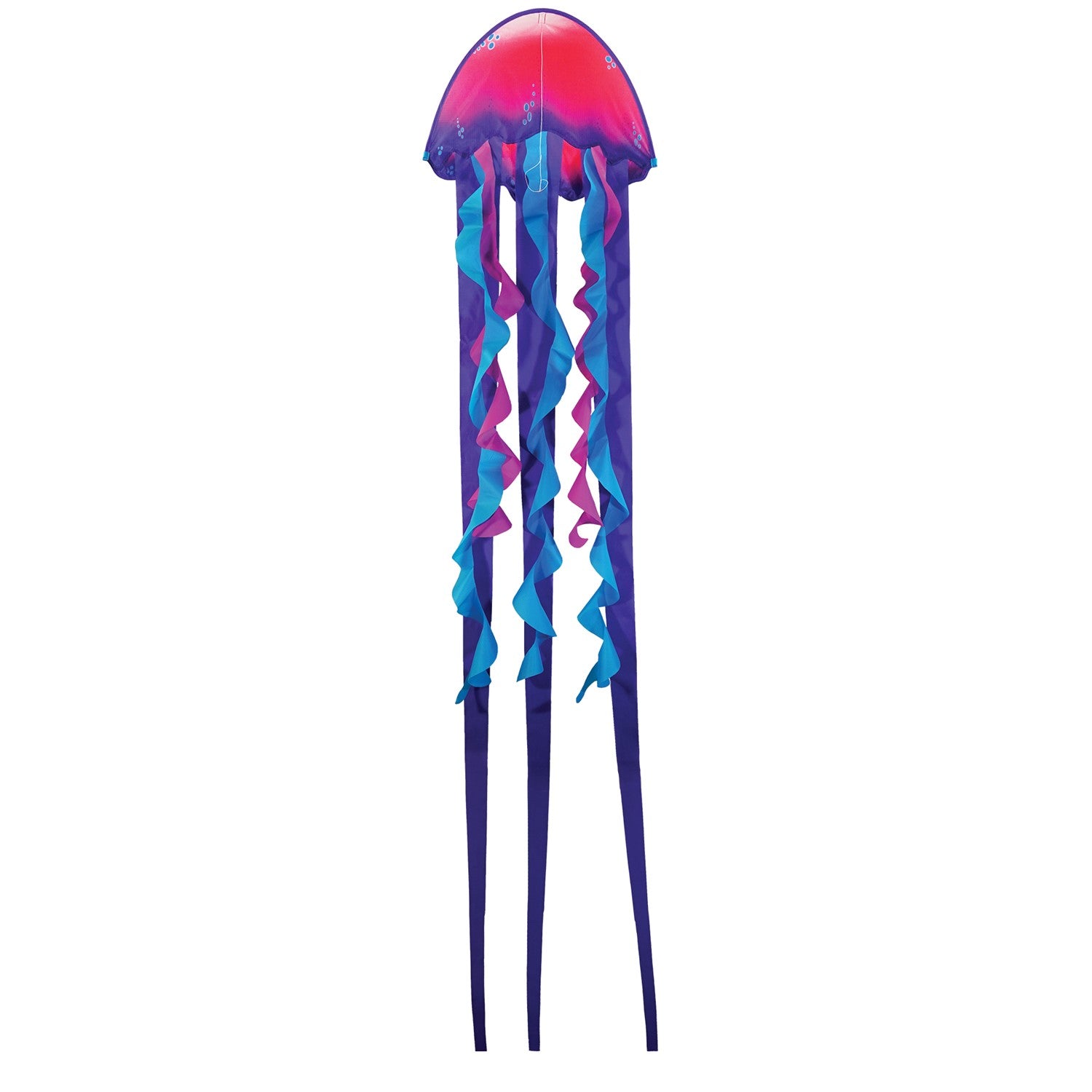 22-inch Jellyfish Dancing Dragon Kite with colorful tails flying in the sky, showcasing its vibrant jellyfish design during a sunny outdoor event.