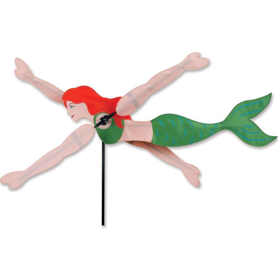 29 in. WhirliGig Spinner - Mermaid features colorful fabric wings that spin in the wind, enhancing garden aesthetics with playful charm.