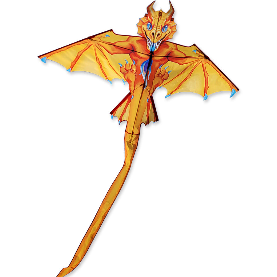 Vividly designed 2D Dragon Kite - Flamewing in ripstop polyester, showcasing a fierce dragon and perfect for family outings and fantasy enthusiasts.