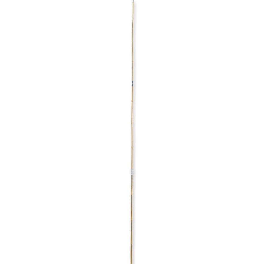 Three-piece bamboo pole measuring 12 ft., assembled in an outdoor garden setting, showcasing its lightweight and sturdy construction.