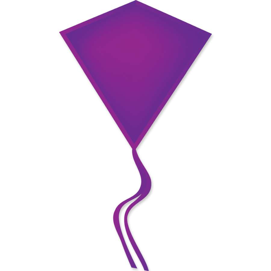 30 in. Diamond Kite with a vibrant purple design, showcasing a classic diamond shape ready for easy outdoor flying and family fun.