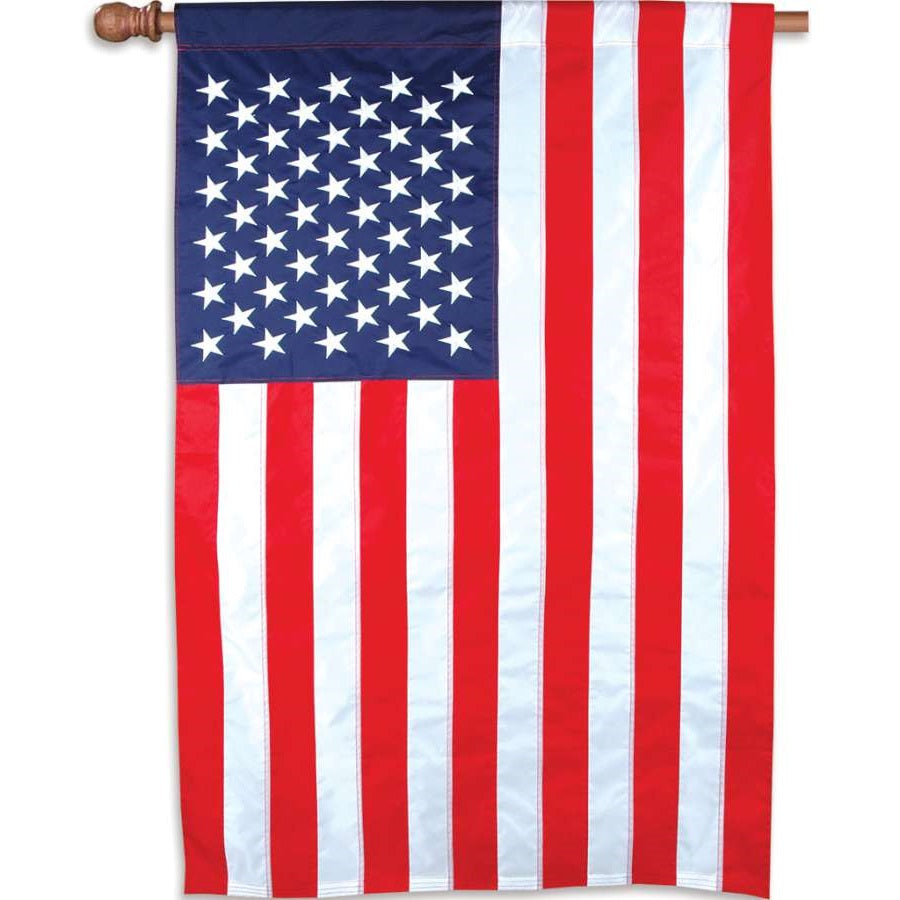 36 in. United States Flag displayed outdoors, featuring meticulous applique stitching, vibrant colors, and classic stars and stripes design.