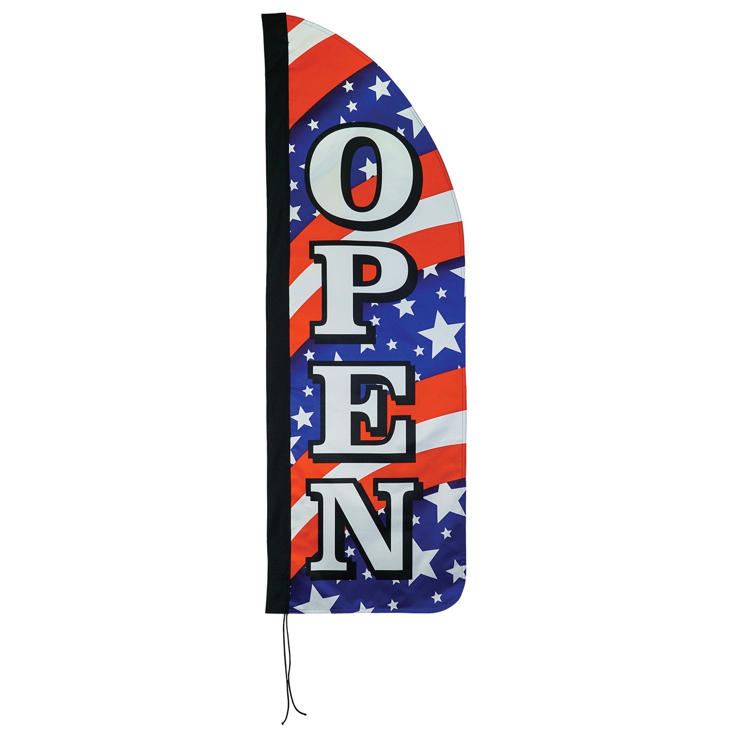 4' Heavy Duty Open Stars & Stripes Double Sided Feather Banner showcasing vibrant colors, designed for outdoor display and visibility for businesses.