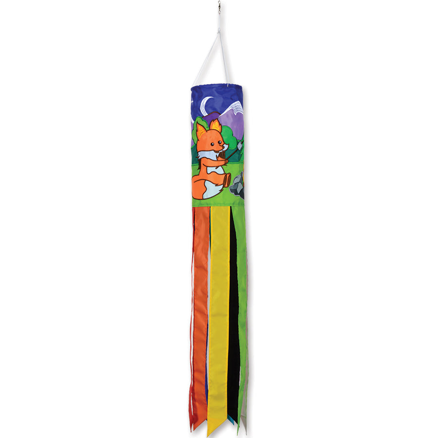 40 in. Camping Critters Windsock featuring playful embroidered designs illuminating a cheerful outdoor setting swaying gently in the breeze.