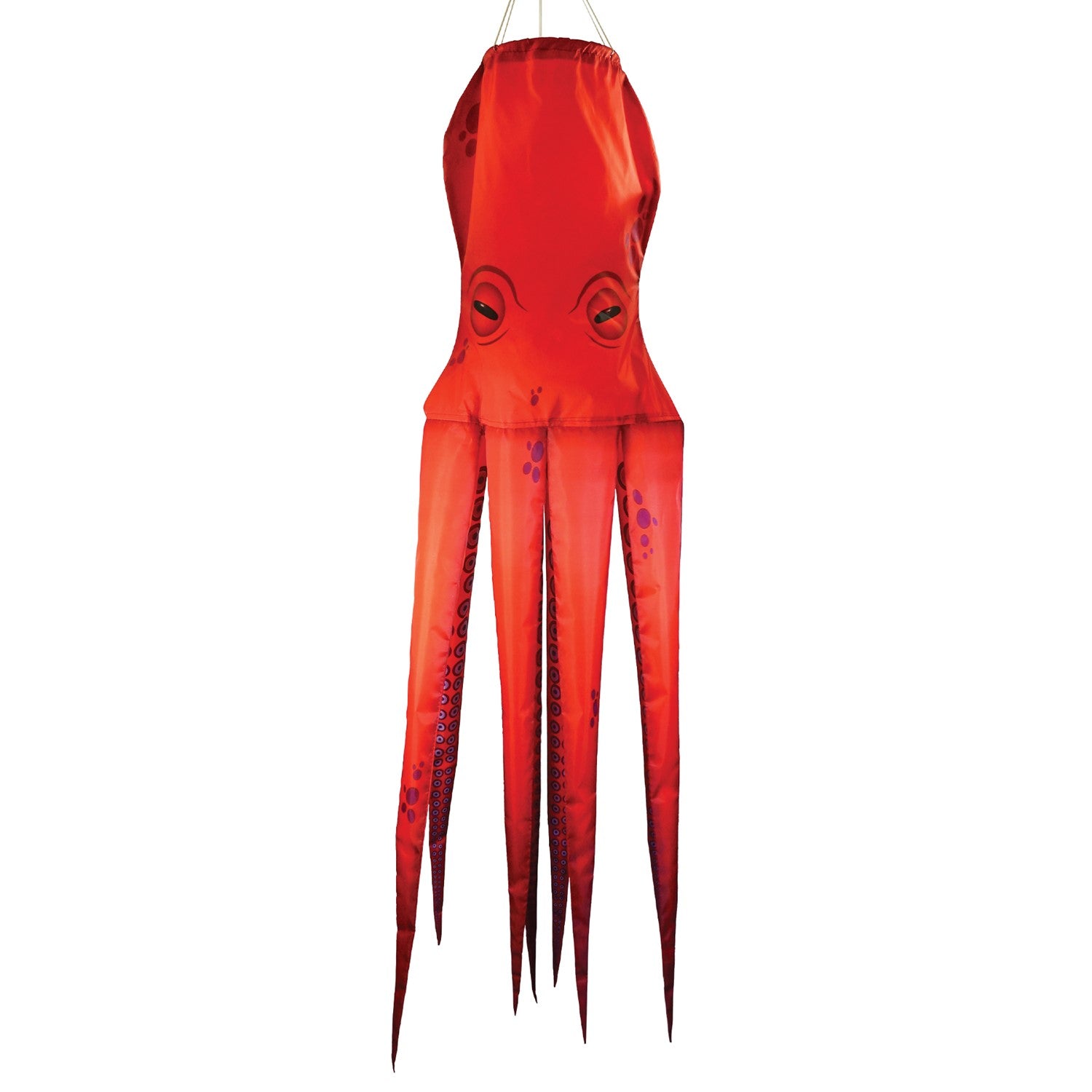 40-inch Octopus 3D Windsock featuring realistic tentacle design, fully printed on durable material, displayed outdoors in a garden setting.
