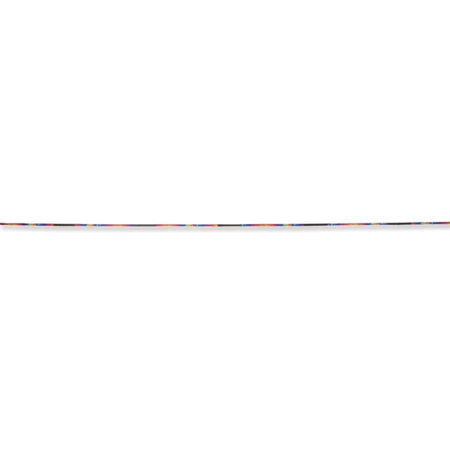 50 ft. Streamer Tail in vibrant tie-dye fluttering in the wind, adding color and excitement to a kite display outdoors.