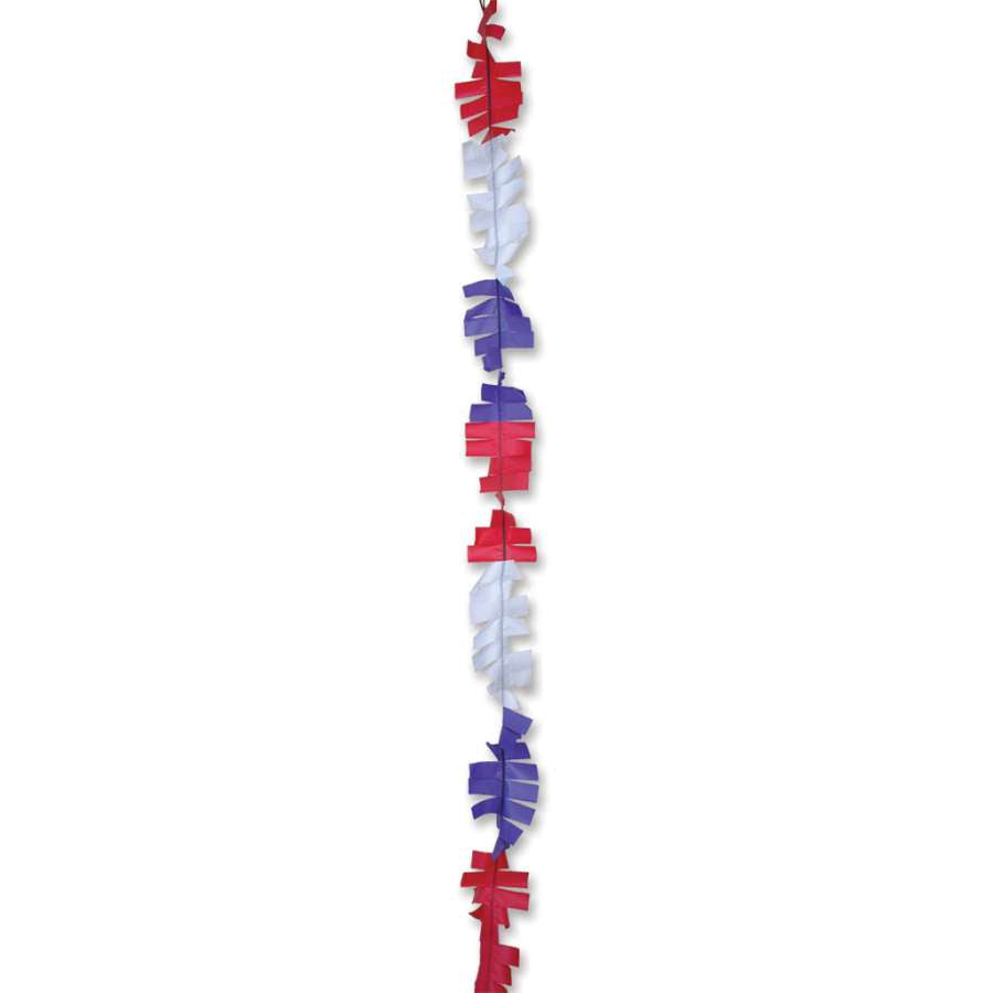 6 in. x 24 ft. Fuzzi Tail in vibrant colors fluttering behind a kite in a clear blue sky.