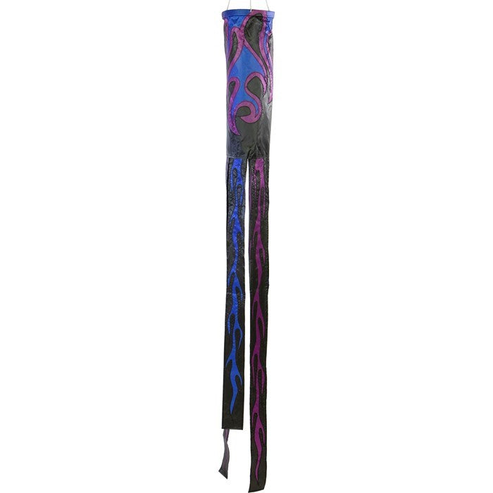 60" Spirit Flame Windsock with bright flame design, displayed elegantly on an outdoor pole, fluttering in the wind, adding spirit and excitement to any garden.