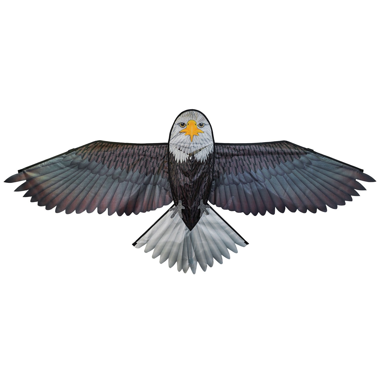 70-inch bald eagle kite with realistic design, perfect for outdoor fun in various wind conditions, easy to assemble and transport.