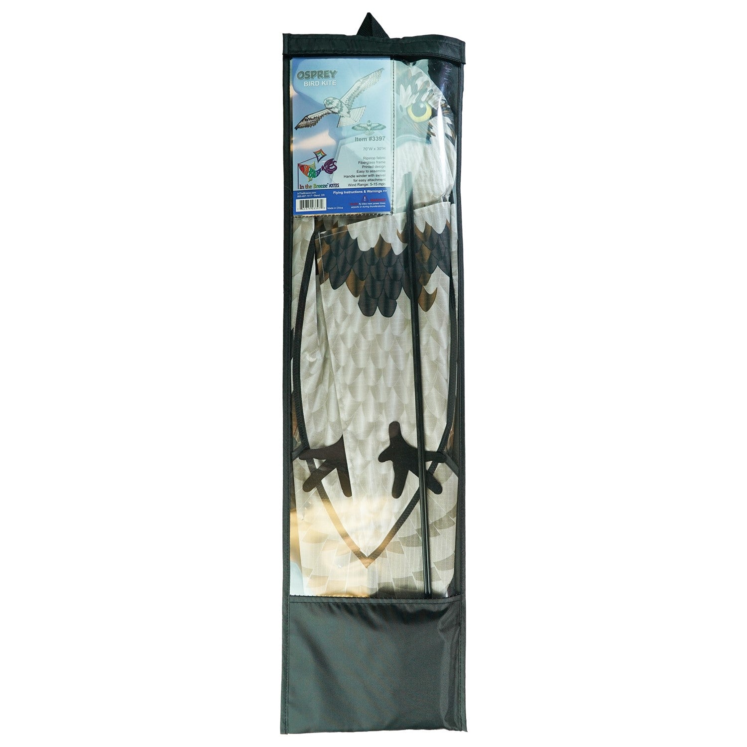 70-inch Osprey Kite with realistic detailing and colorful features soaring in the sky against a blue background.