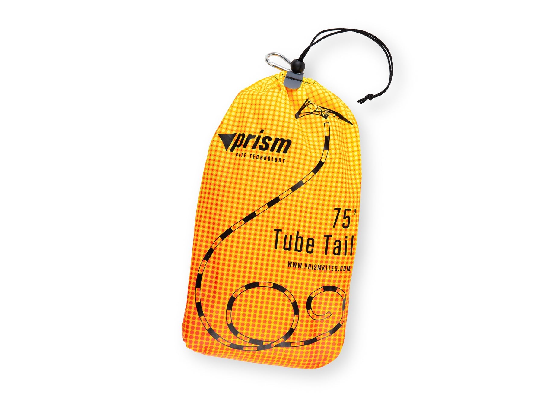 Infrared tube tail with red, orange, and yellow gradient, inflating tubular construction, and swivel clip for dynamic kite motion and visibility.