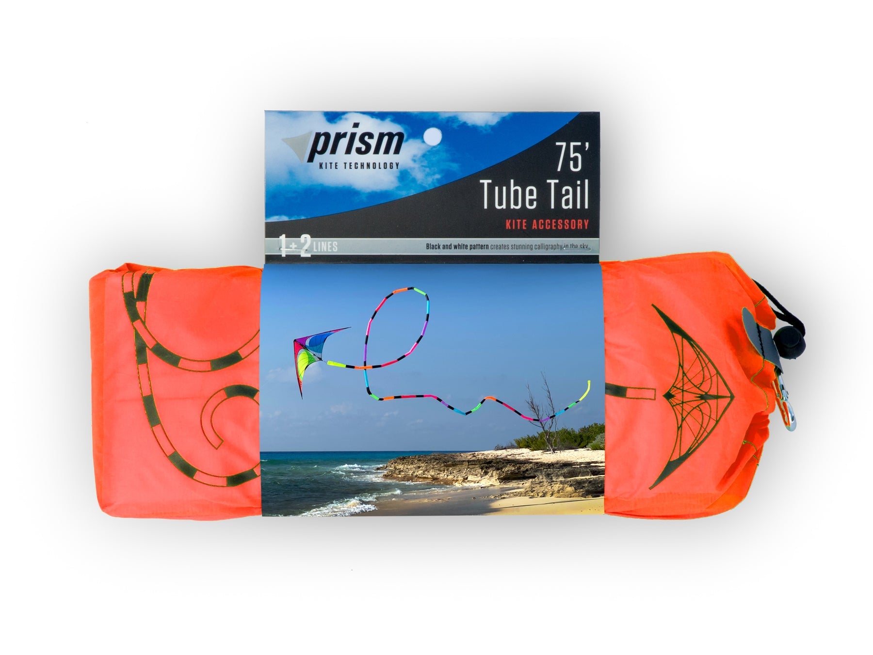 Spectrum tube tail with rainbow gradient, inflating airflow construction, and swivel clip attachment for vibrant, motion-filled kite flying.