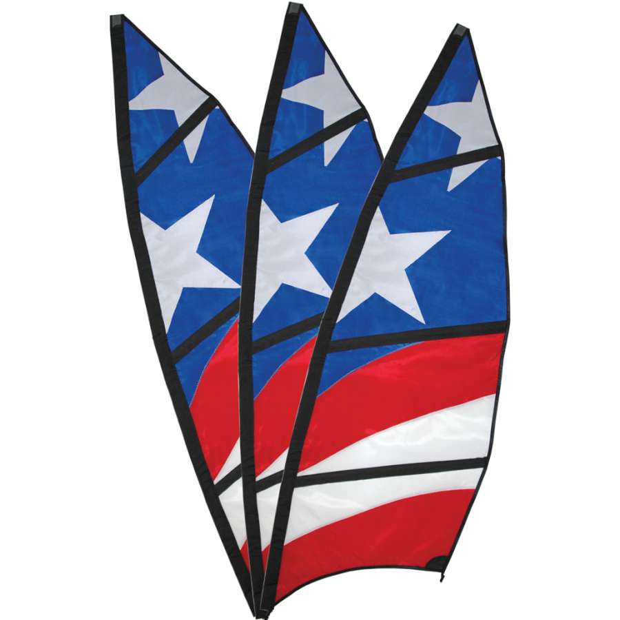 9.5 ft. Patriotic Wind Generator Replacement Blades displayed outdoors, showcasing their vibrant colors and design.