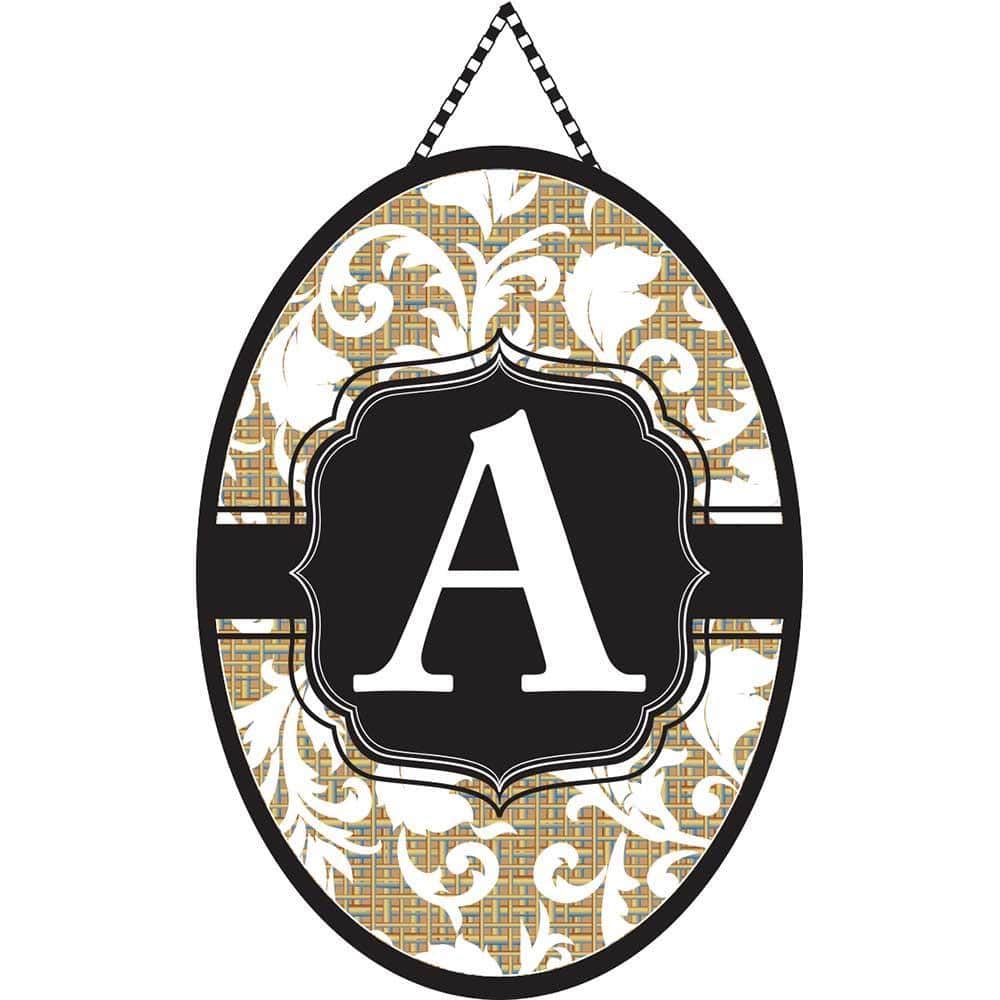 Monogram door banner showing a single initial A in a classic serif style on neutral background, everyday entryway fabric designed for hanging on residential doors and welcome displays.