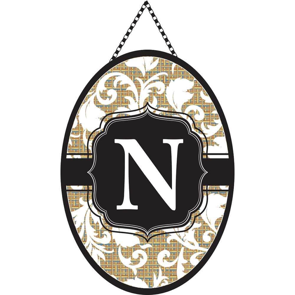 Door Banner Monogram N - personalized everyday door banner with embroidered or printed monogram, soft textured fabrics, reinforced hanging pocket, ideal for front doors, porches, and interior entryways.