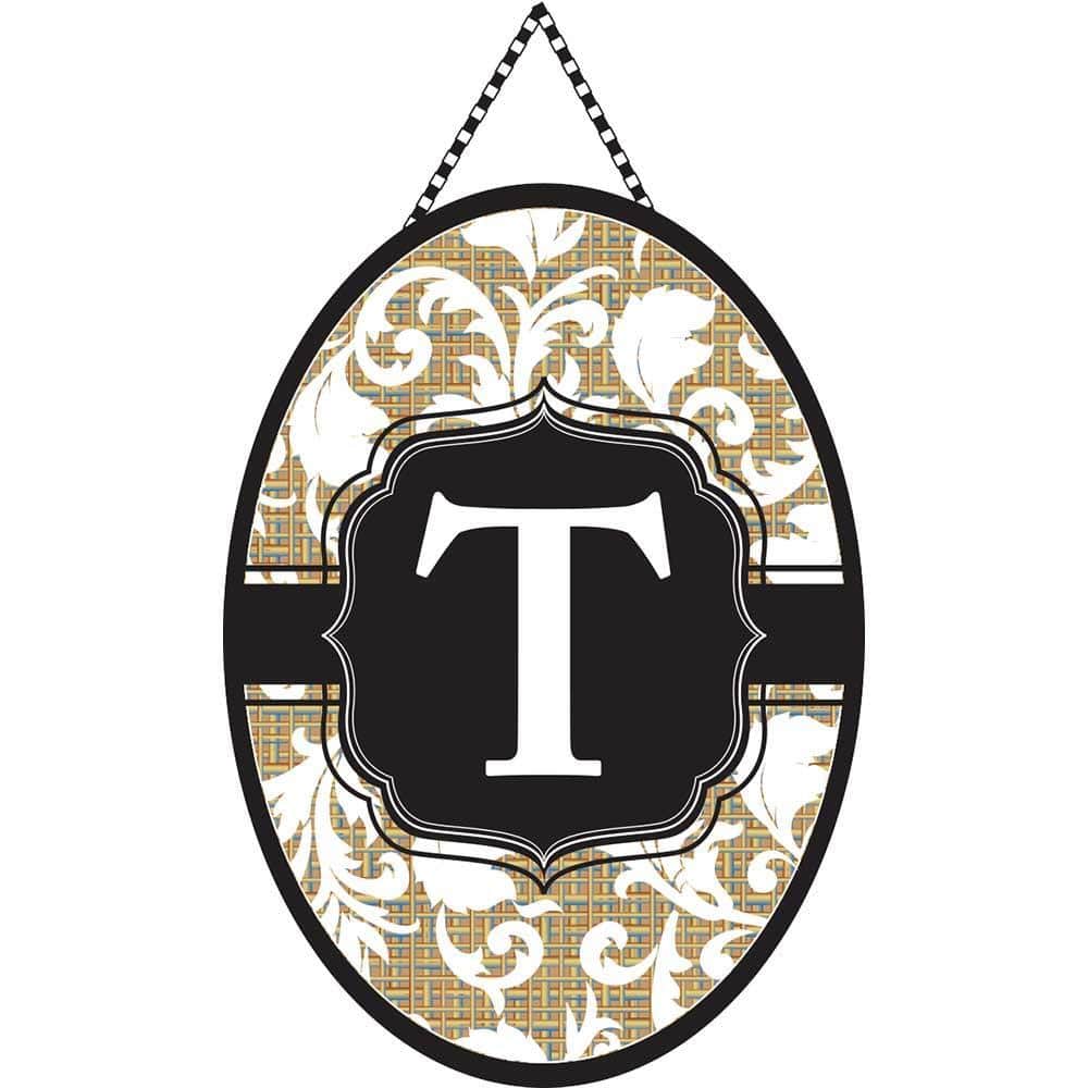 Front door banner with bold letter T monogram in everyday style, clean typography on durable fabric, hanging neatly for a personalized and sophisticated entry.
