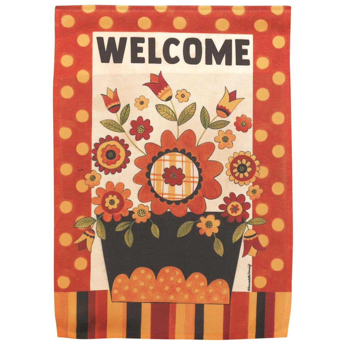 13x18 Fall Flower Basket garden flag with printed autumn blooms and warm orange tones for porch or yard seasonal display