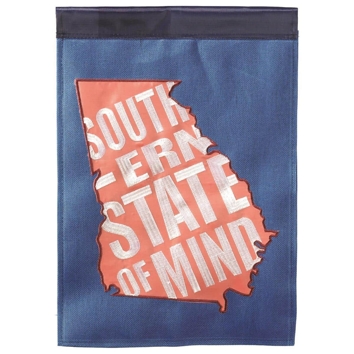 Georgia Southern University state garden flag 13x18 double applique in blue and white with Eagle emblem and reinforced sleeve for yard display