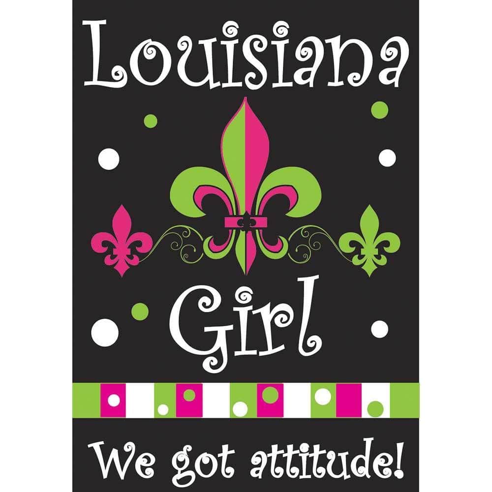 Louisiana Girl 29x42 double applique banner flag, two-sided lettering on heavyweight outdoor polyester with reinforced pole sleeve, ideal porch or house display