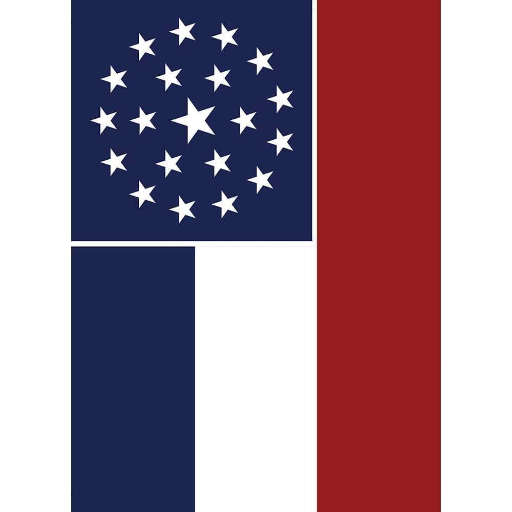 Front view of Mississippi 20 Stars red banner flag 29 by 42 inches showing double applique stars and bold red field, with reinforced header and sleeve for pole mounting.