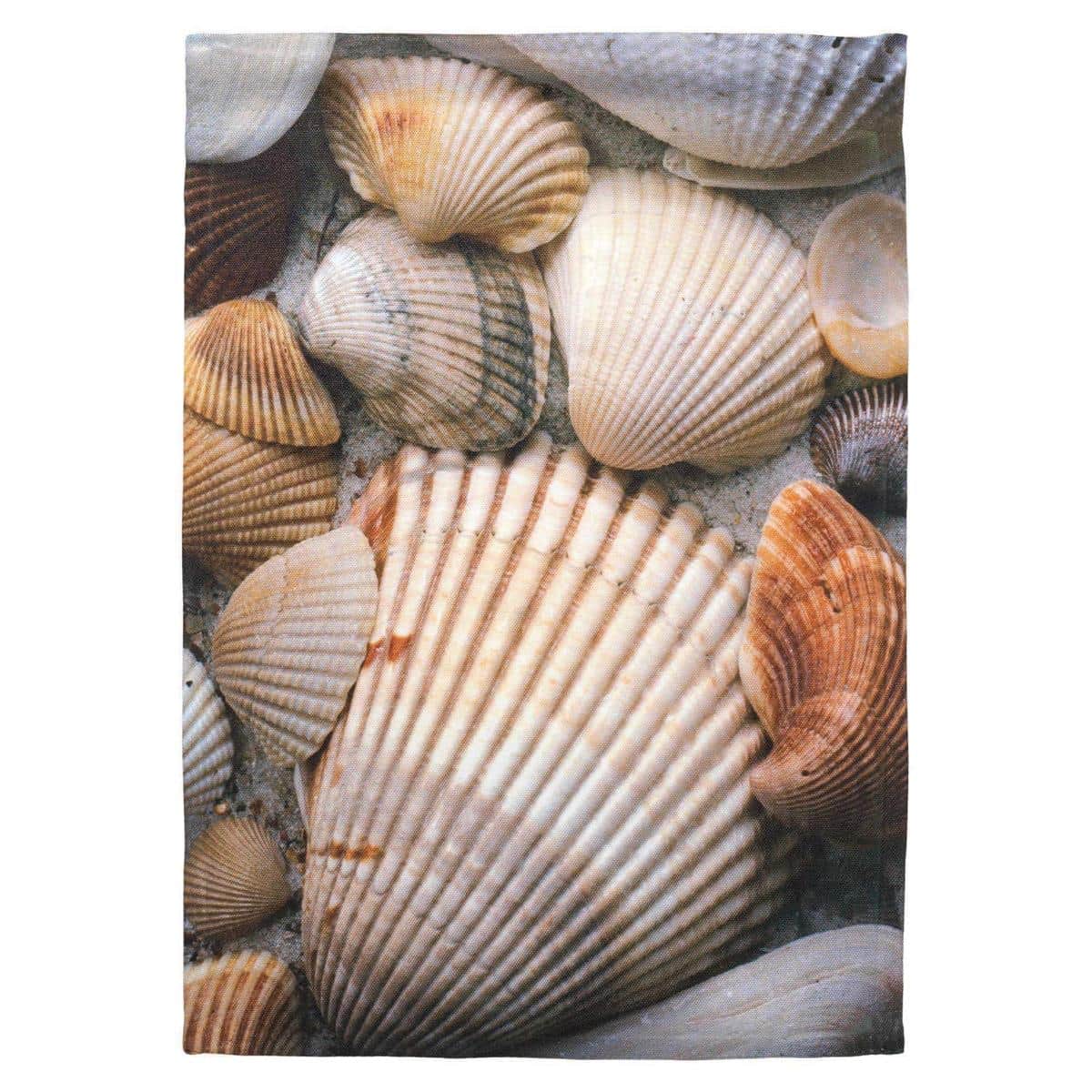 Seashells garden flag 13x18 printed beach shells on sand coastal decor for porch and yard
