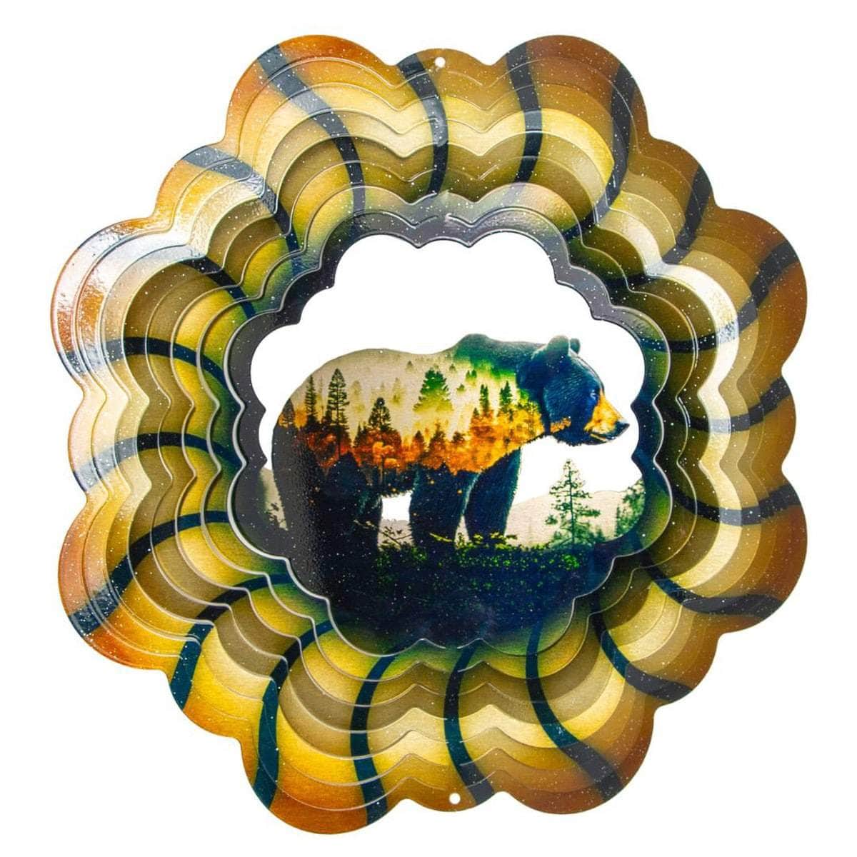 12-inch bear metal spinner creates a mesmerizing animated effect, adding vibrant color and dynamic motion to your garden, patio, or outdoor decor with a wild design.