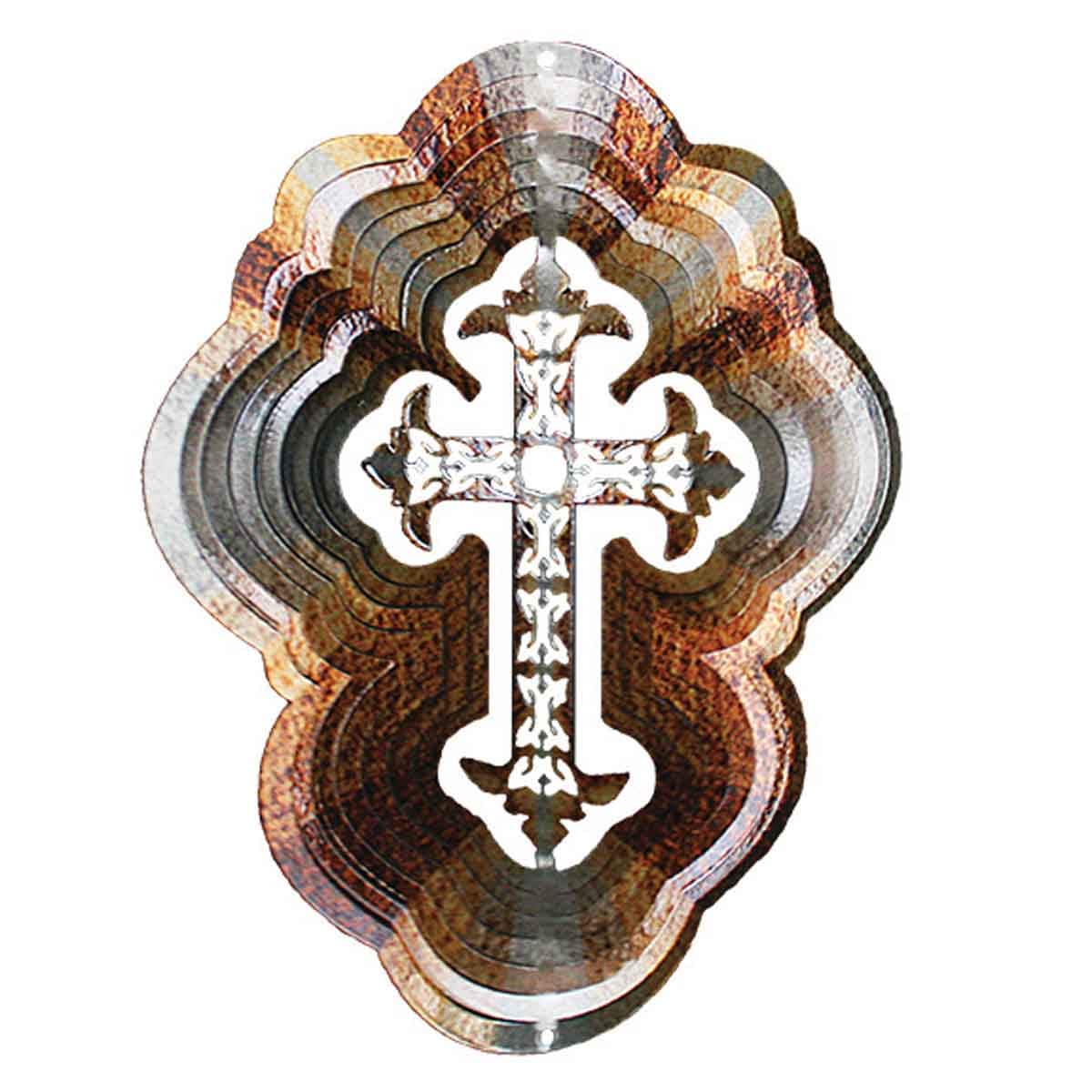 12-inch cross metal spinner creates a mesmerizing animated effect, adding vibrant color and dynamic motion to your garden, patio, or outdoor decor with a spiritual design.
