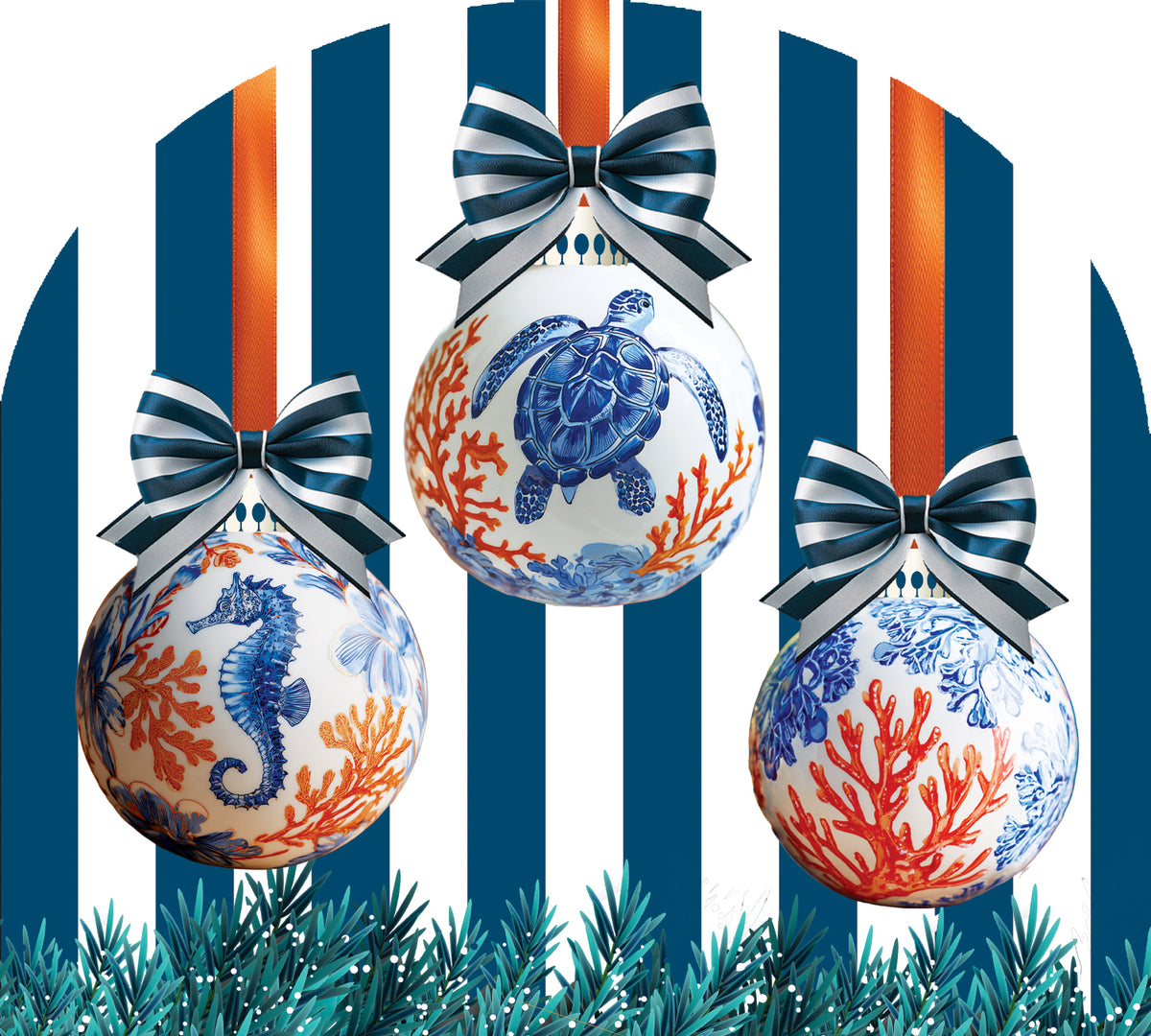 Arbor Mate-Coastal Ornaments displayed in a garden setting, showcasing vibrant coastal designs that enhance outdoor decor.