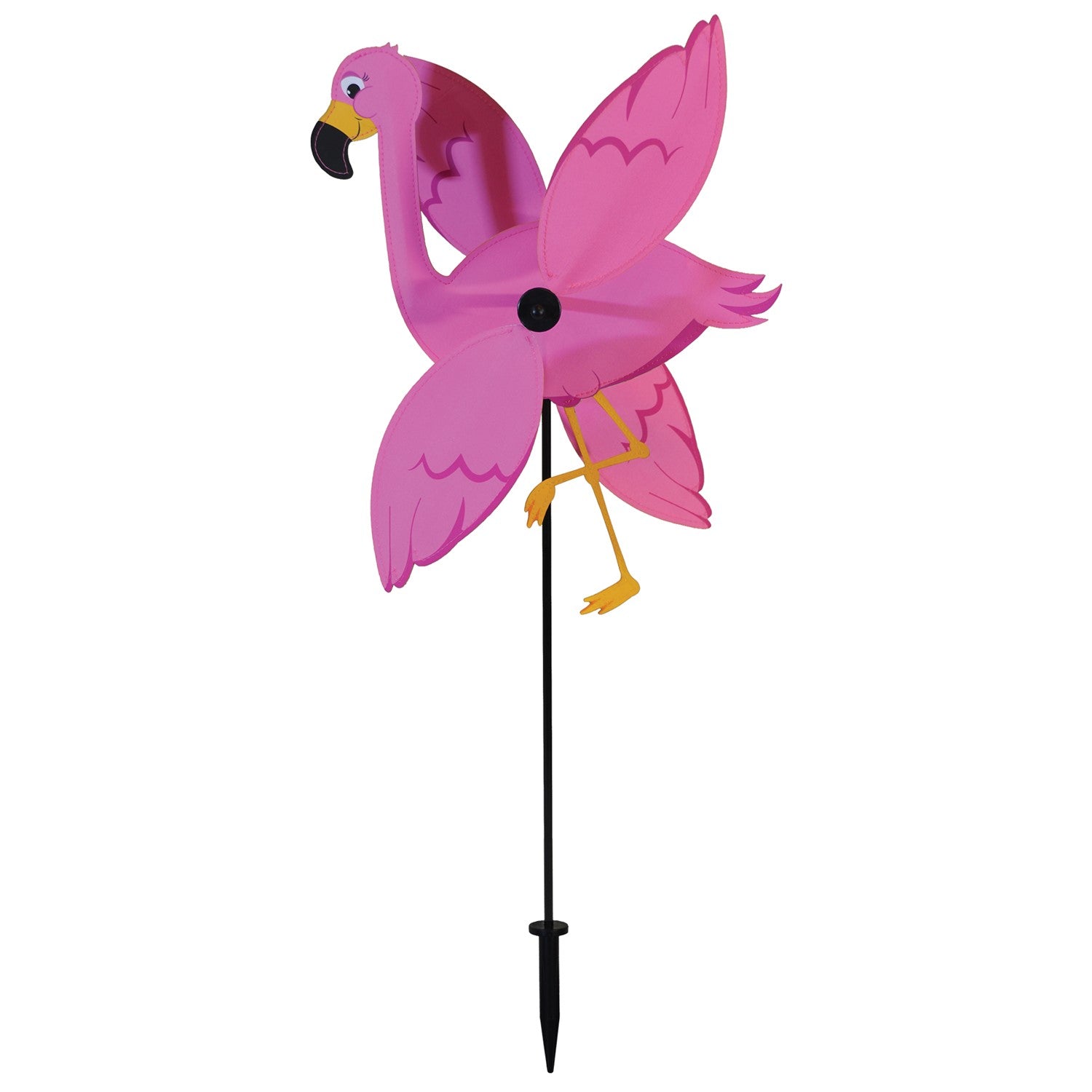 This Baby Flamingo Whirligig features an adorable pink flamingo design with spinning wings, bringing lively charm to gardens, flower pots, or patios.