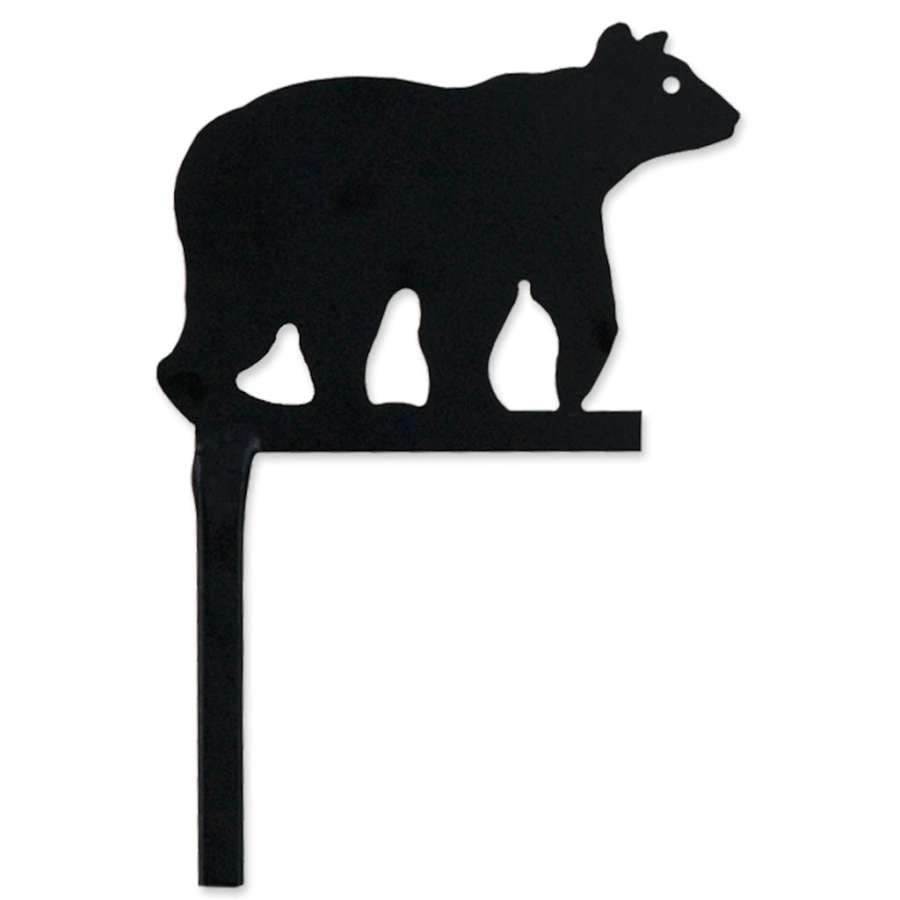 Elegant Bear Flag Finial displayed atop a garden flag pole, featuring intricate detailing and weather-resistant material in an outdoor setting.