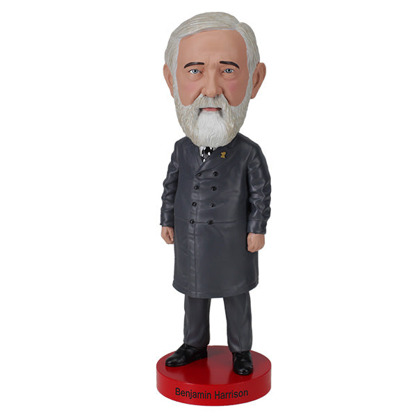 8-inch Benjamin Harrison bobblehead made of polyresin, beautifully hand-painted, capturing the likeness of the 23rd President of the United States.