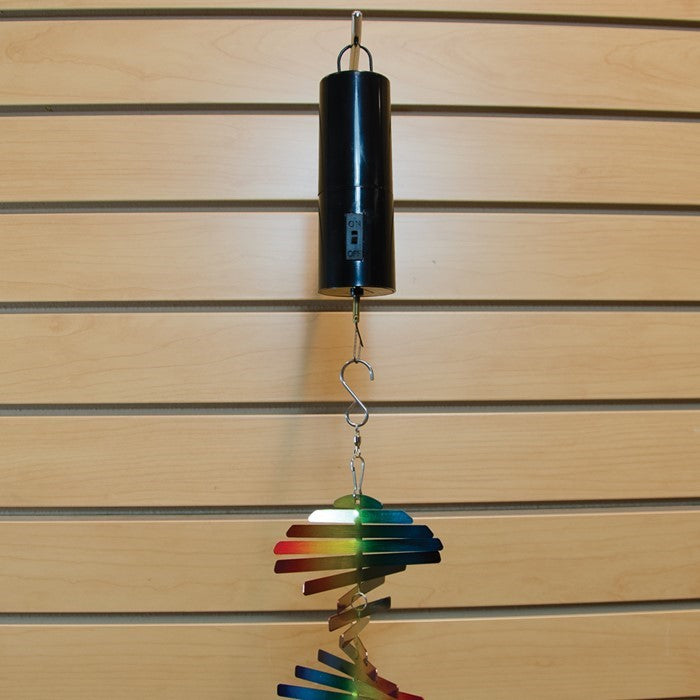 Black Battery-Operated Display Motor designed for rotating garden decor, showcasing hanging items dynamically for visibility.