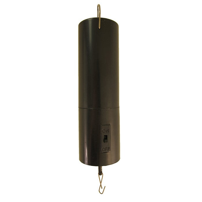 Black Battery-Operated Display Motor designed for rotating garden decor, showcasing hanging items dynamically for visibility.