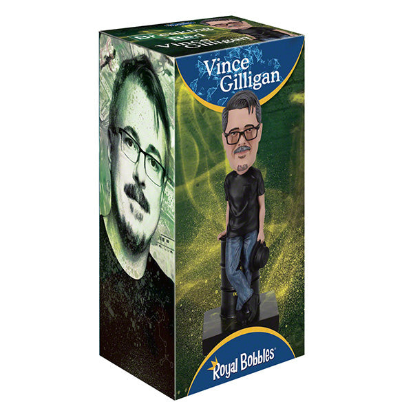 Breaking Bad Vince Gilligan Bobblehead, hand-painted, 8-inch figure showcasing the creator in his signature style with vibrant details.