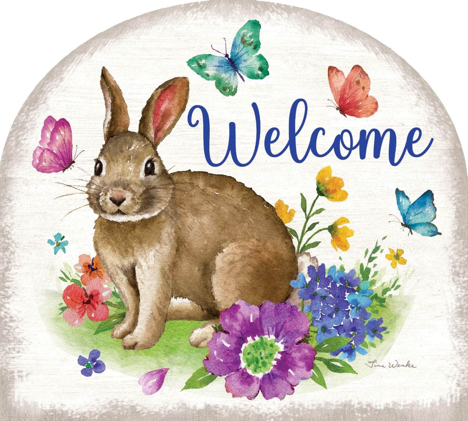 Bunny Plaid Arbor Mate 9.25" x 7.5" PVC panel, durable and weatherproof, perfectly fits the Arbor Mate Holder for charming outdoor décor.