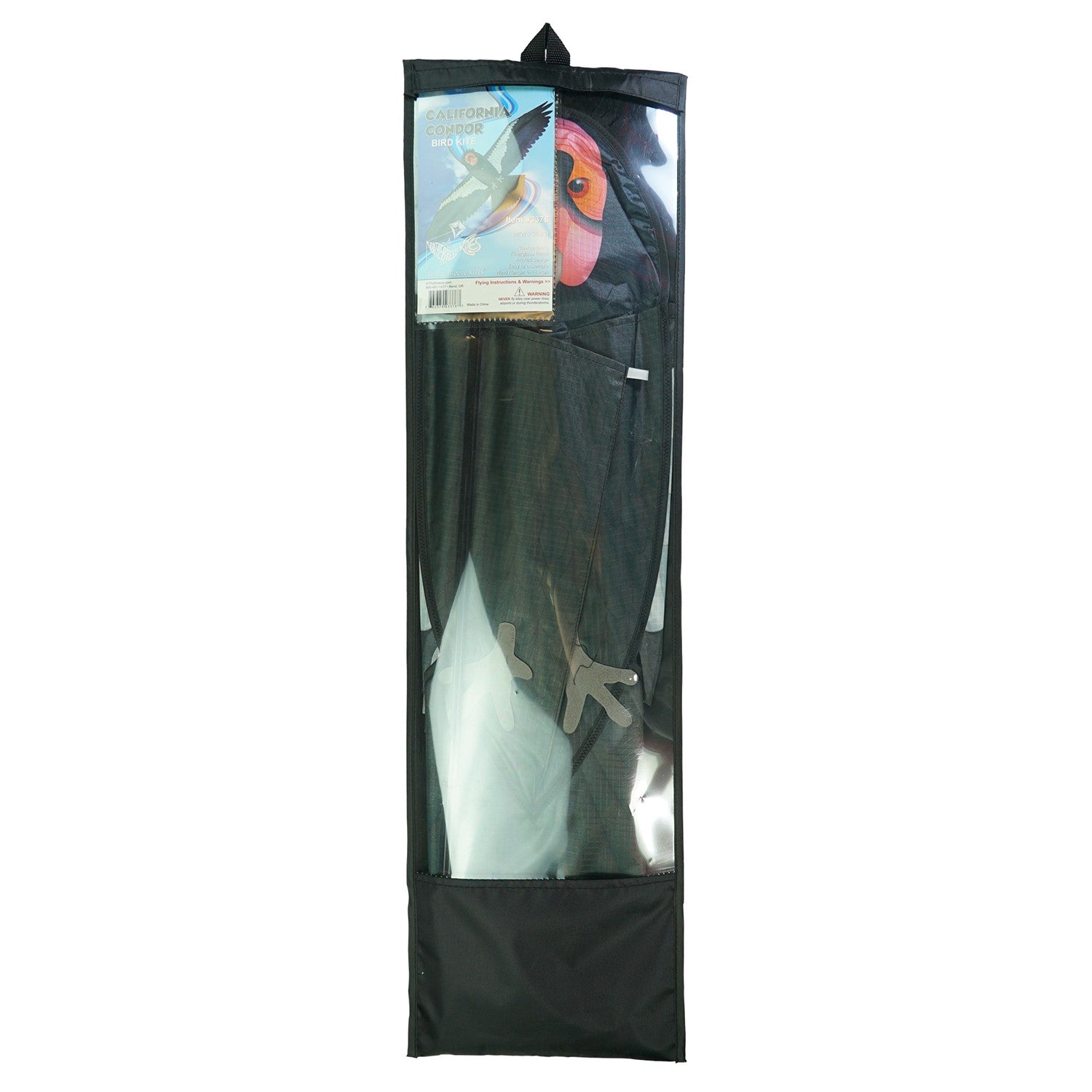 Realistic 84-inch California condor kite soaring in clear blue sky, showcasing detailed wings and applique talons against a backdrop of nature.