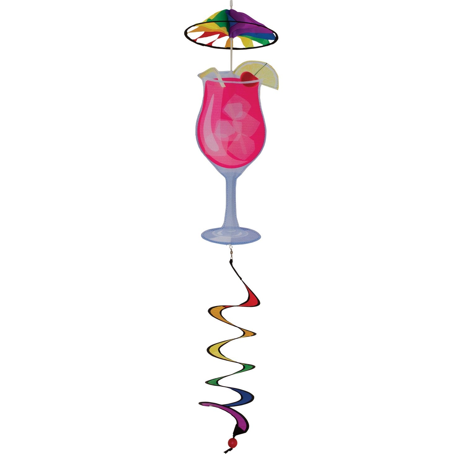 The Cocktail 5 O'Clock Spinner features a colorful design of a cocktail on an 8-inch spinning wheel, perfect for lively outdoor decoration, attracting attention in the breeze.