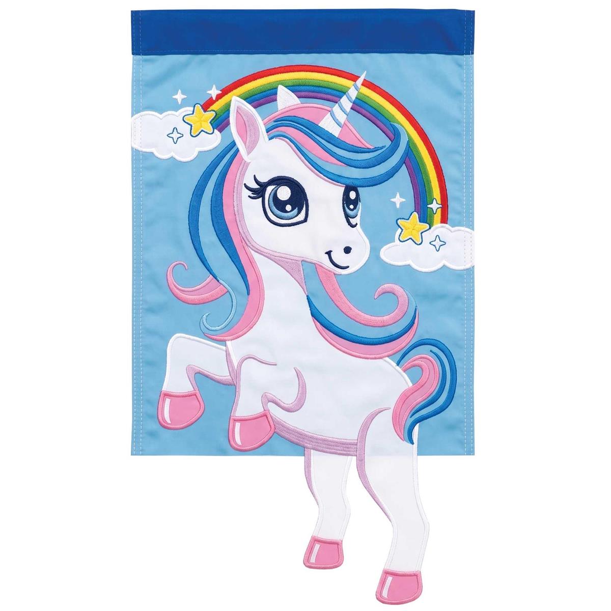 Crazy Leg Unicorn Garden Flag featuring a whimsical design with dancing legs in colorful hues, perfect for outdoor decor and Halloween festivities.