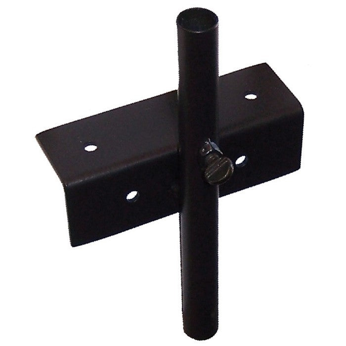 Deck Mounting Bracket in a garden setting, showing sturdy metal construction for holding lightweight garden decor and spinners.