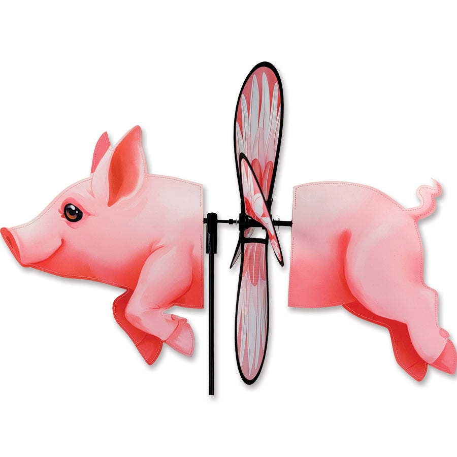 Deluxe Petite Spinner - Pig designed for garden use, featuring an adorable pig design with vibrant colors in a sunny outdoor setting.