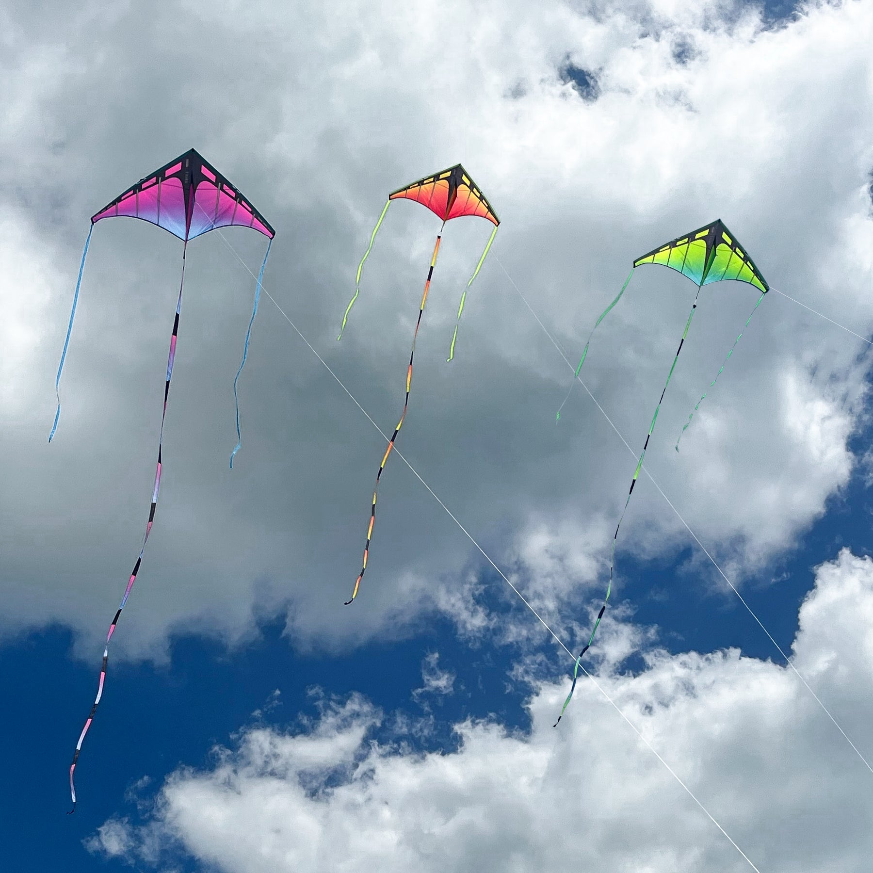 20' Ribbon Tail with flowing multi-ribbon design and swivel clip attachment, adding smooth motion and high-contrast color to a wide range of kites.