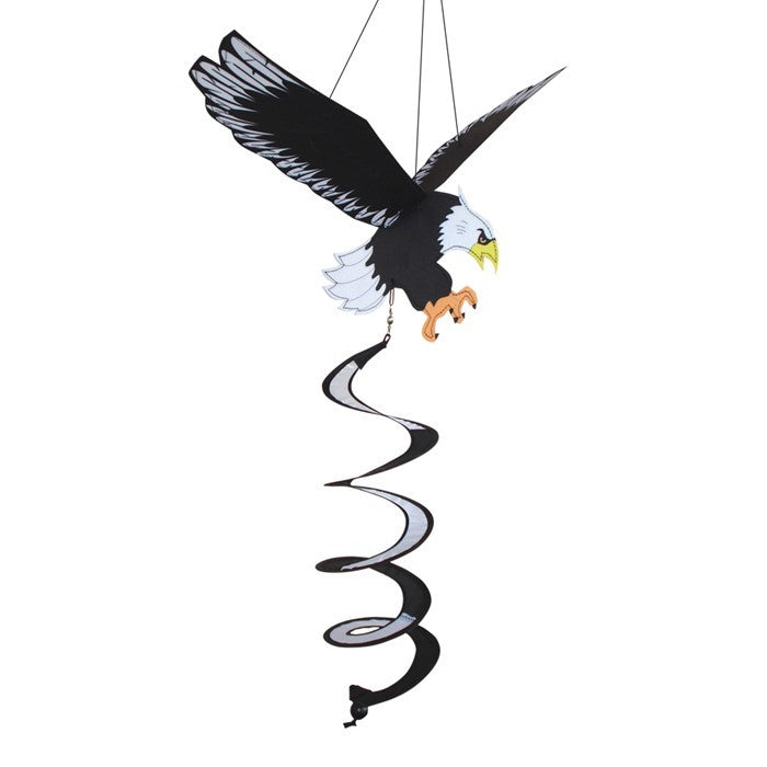 Eagle Theme Twister with moving wings and curlie tail, beautifully displayed outdoors, showcasing its vibrant colors and 3D design.